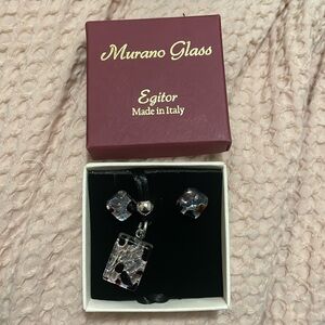 Murano Glass Millefiori  Necklace And Earrings Set